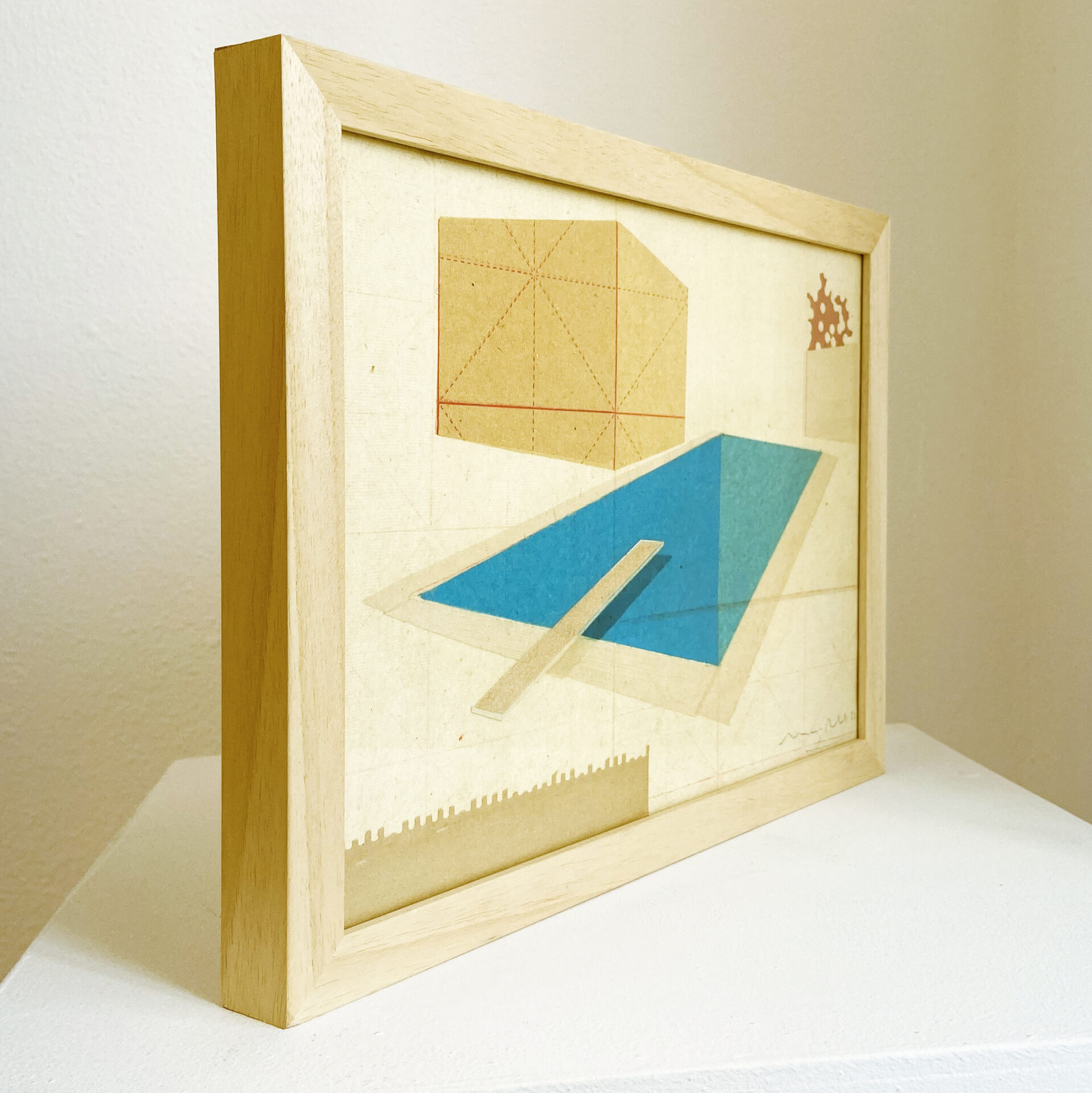 MR:07 - MARÇ RABAL - (Cartografia aquàtica no 3) - collage on canvas - 27 x 36 cm. framed