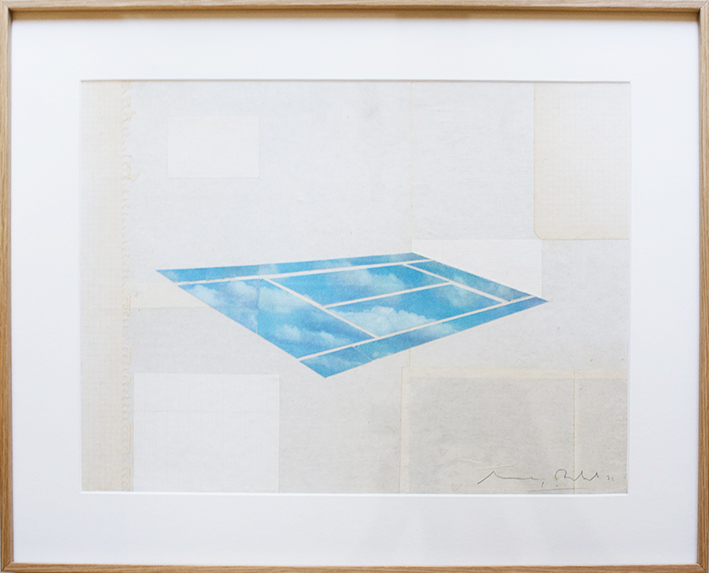 MR:15 - MARÇ RABAL - (Terreny a Magritte) collage in paper - framed - 40 x 50 cm.